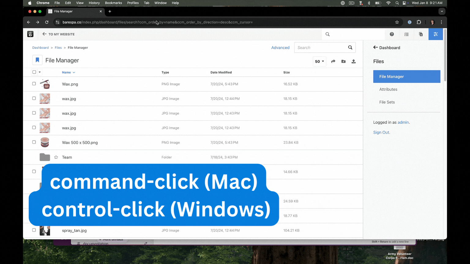 Command Click  and New Dashboard Elements